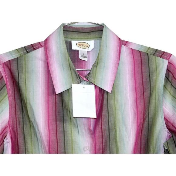 Talbots Womens S Colorful Stripes Cotton Blouse Green Pink NWT $58 Career - Picture 2 of 4